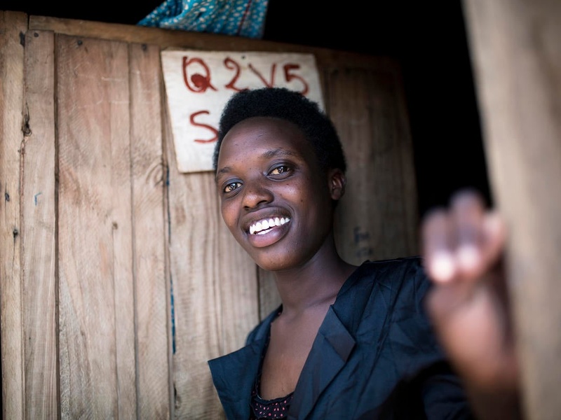 Rwanda. DAFI student at home in Kigeme camp before heading to university
