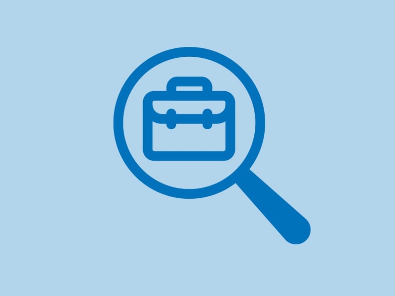 An icon of a briefcase under a magnifying glass 