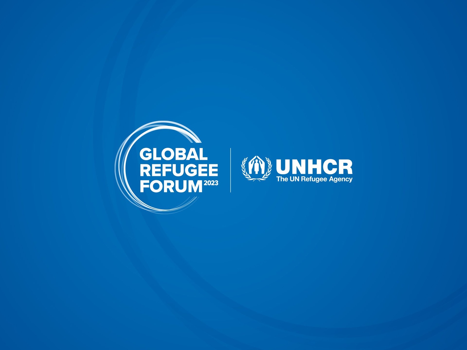 Global Refugee Forum and UNHCR logos on a blue background 