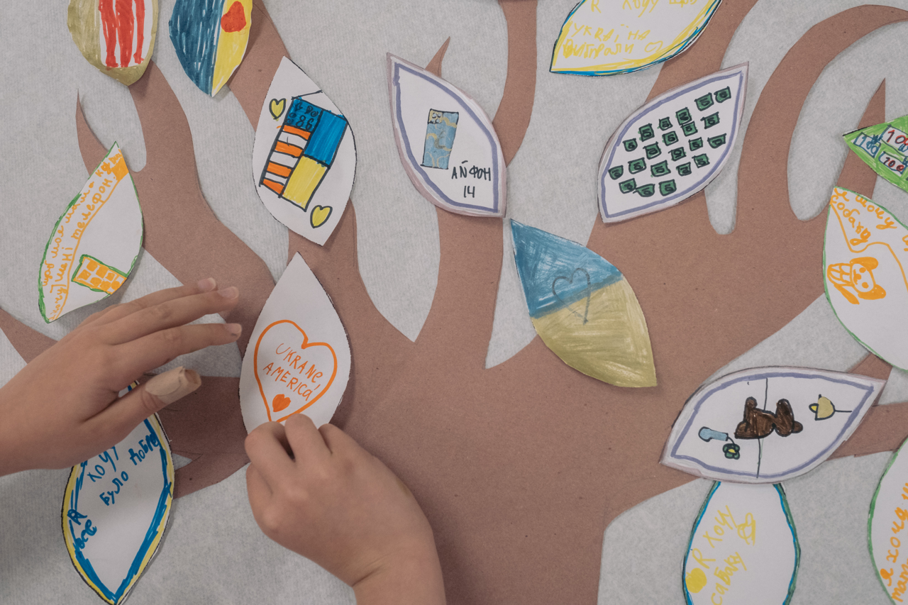 Ukrainian refugee children participate in art therapy classes as part of a summer program hosted by KleinLife.