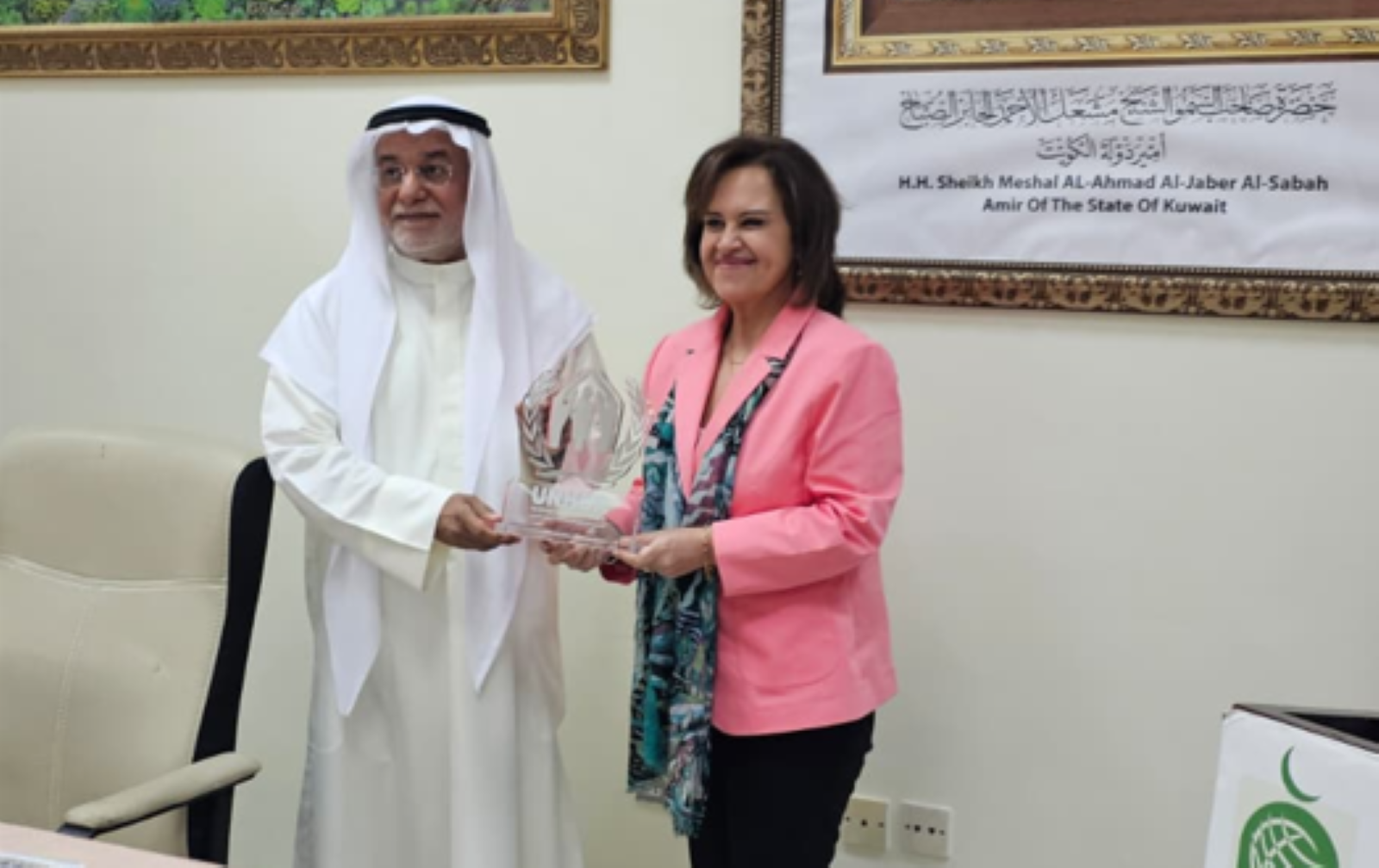 Mr. Jamal Al‑Nouri’s UNHCR Patron title was formally renewed in February 2026 at an event in Kuwait attended by UNHCR’s Representative in Kuwait Nisreen Rubaian, and partners.