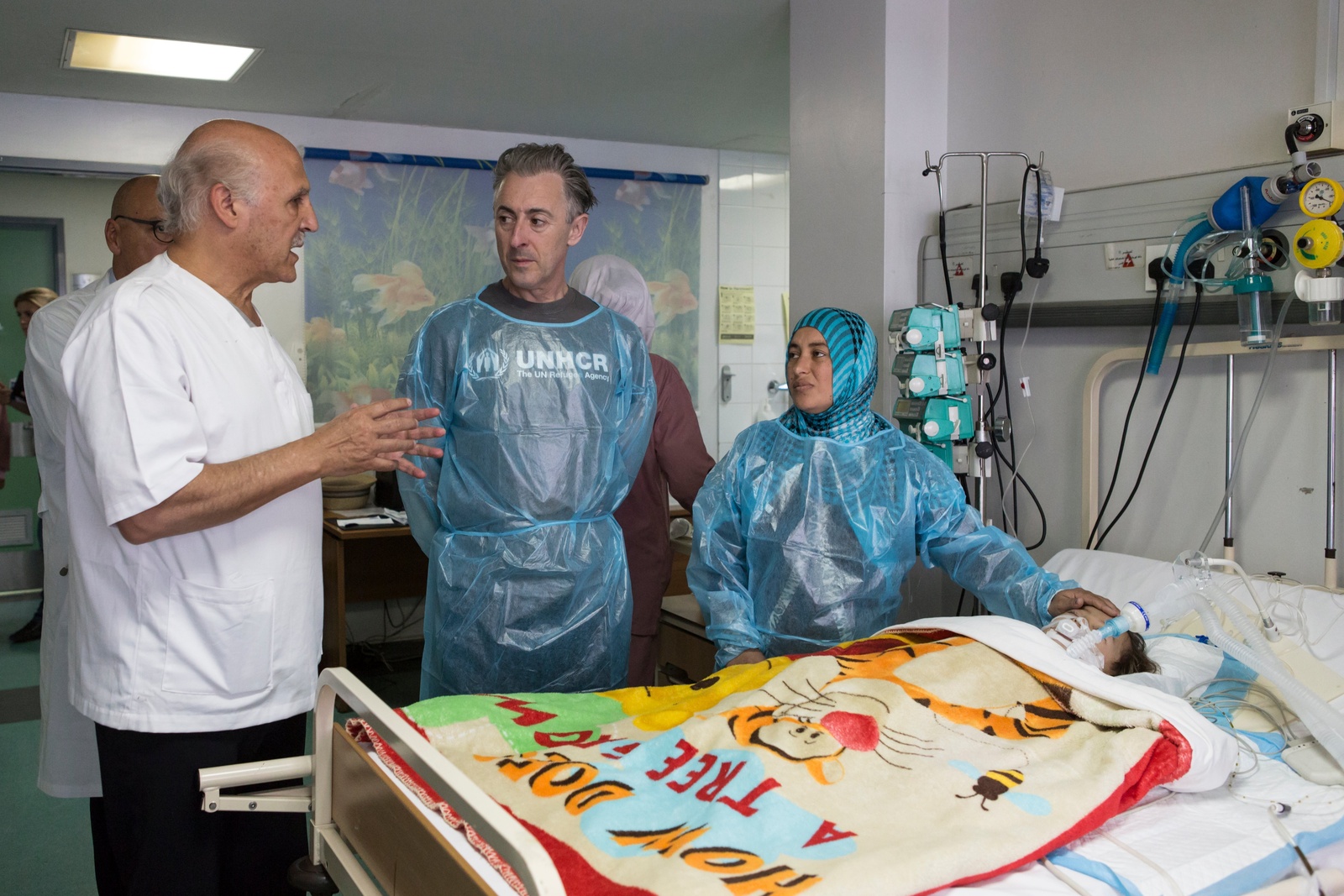 UNHCR High Profile Supporter Alan Cumming visits pediatric patient at Rafic Hariri University Hospital