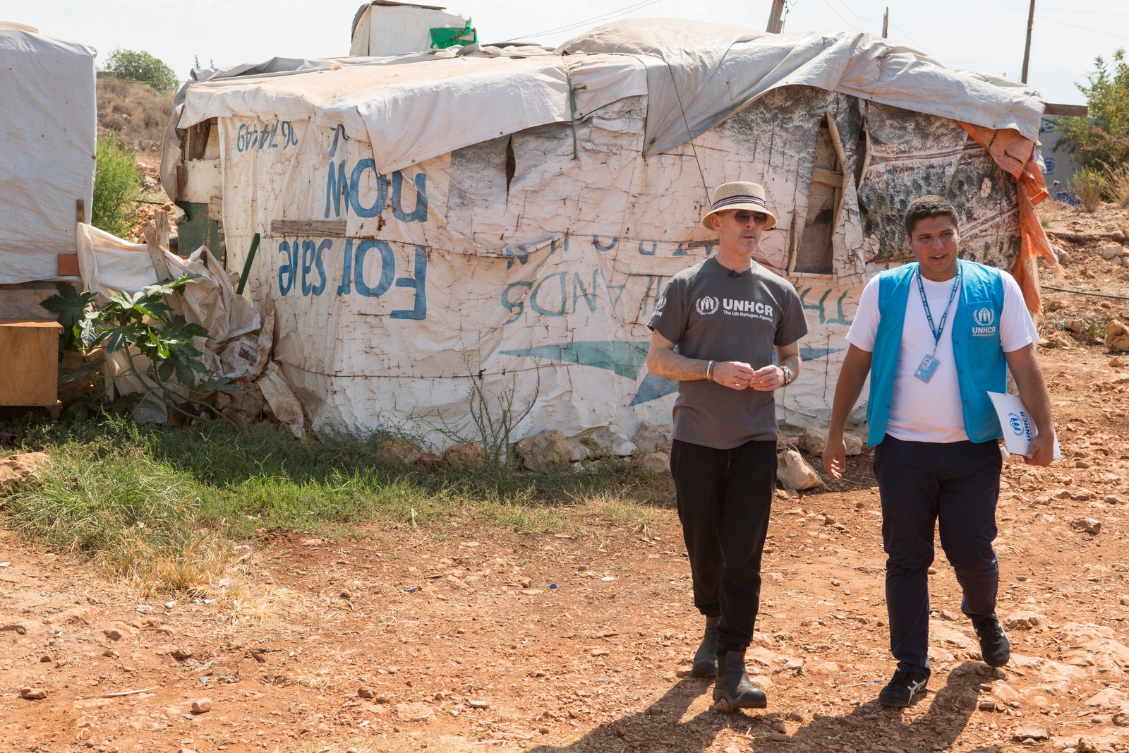 Lebanon. UNHCR High Profile Supporter Alan Cumming in Rass Maska informal settlement