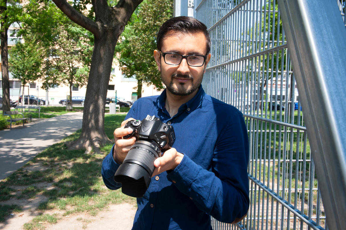 Austria. Portraits of refugees who learn media skills on Austrian news magazine course