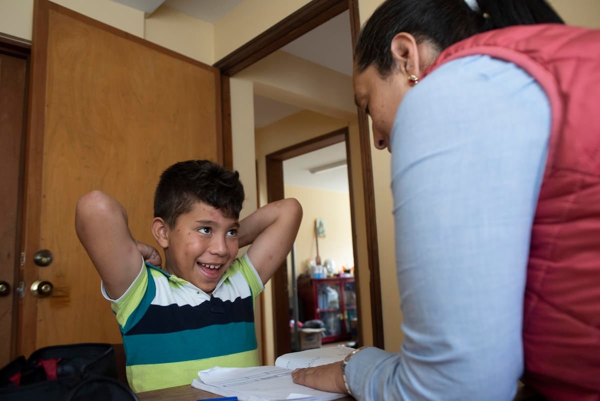 Colombia. Therapeutic day centre for Venezuelan children readies them for school