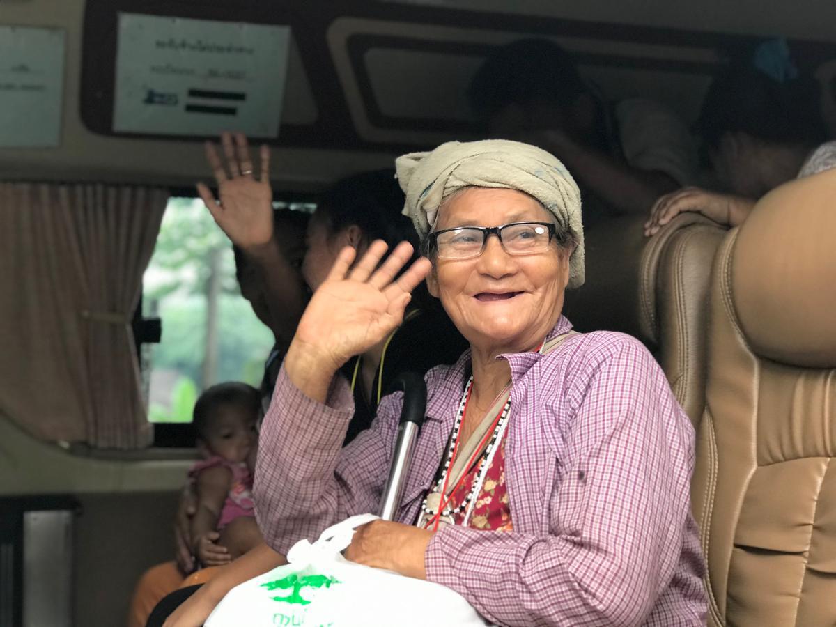 Thailand. Voluntary returnees leave shelters, bound for Myanmar