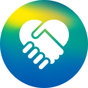 An icon of two hands intertwined, representing partnership