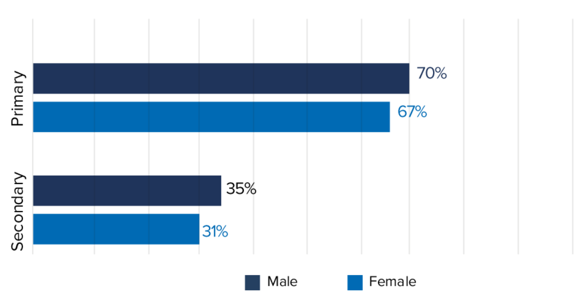 Gross enrolments ratios by sex, 2019/2020