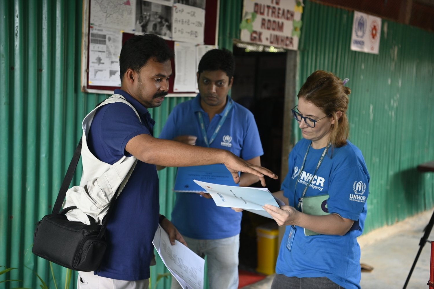 UNHCR and partner mental health (MHPSS) staff at primary healthcare centre for Rohingya refugees in Cox's Bazar, Bangladesh