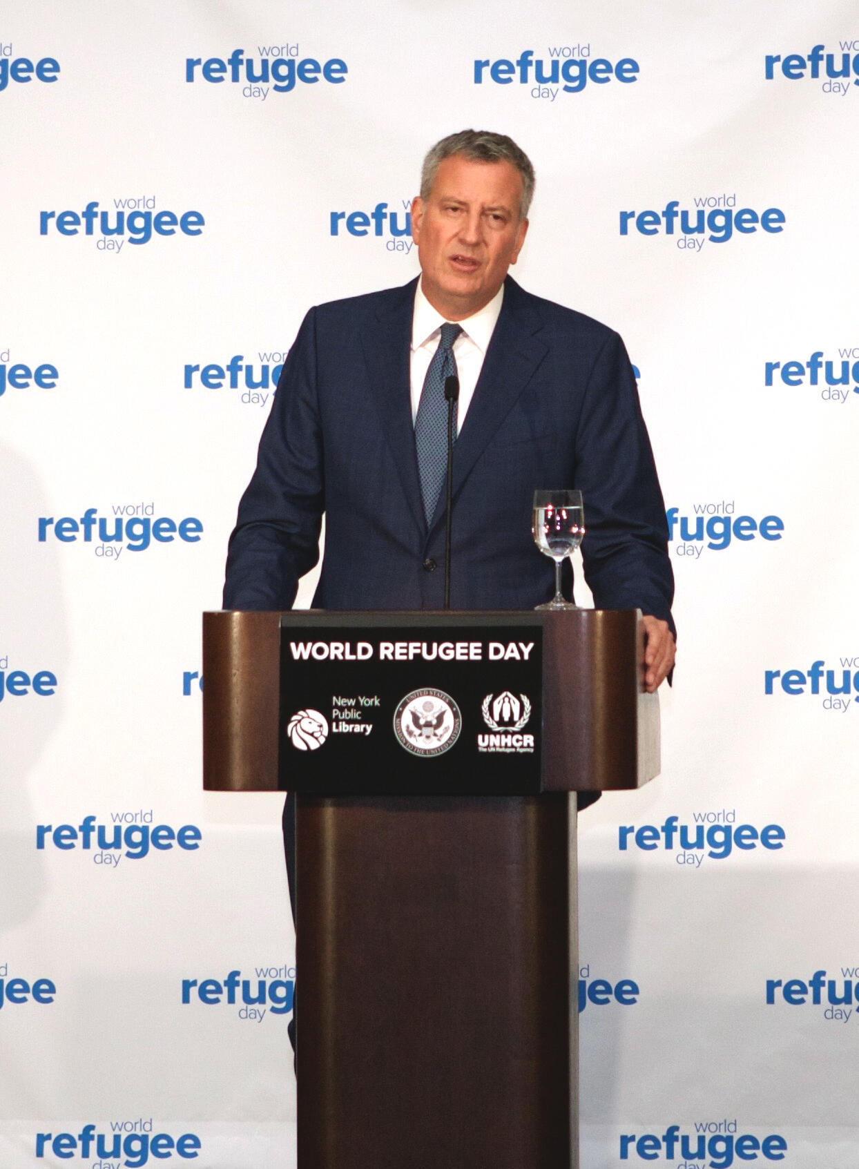 Mayor Bill de Blasio gives remarks at UNHCR World Refugee Day event