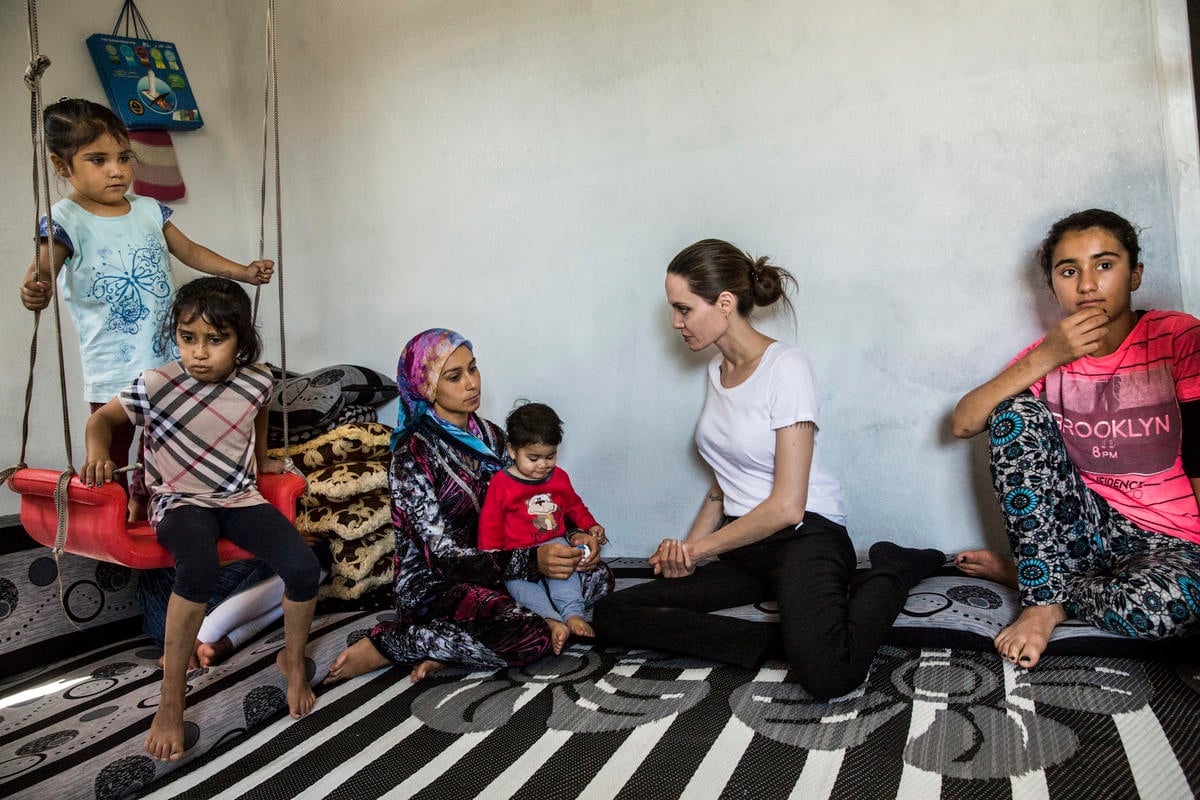 Iraq. Angelina Jolie visits Syrian refugees at Domiz camp