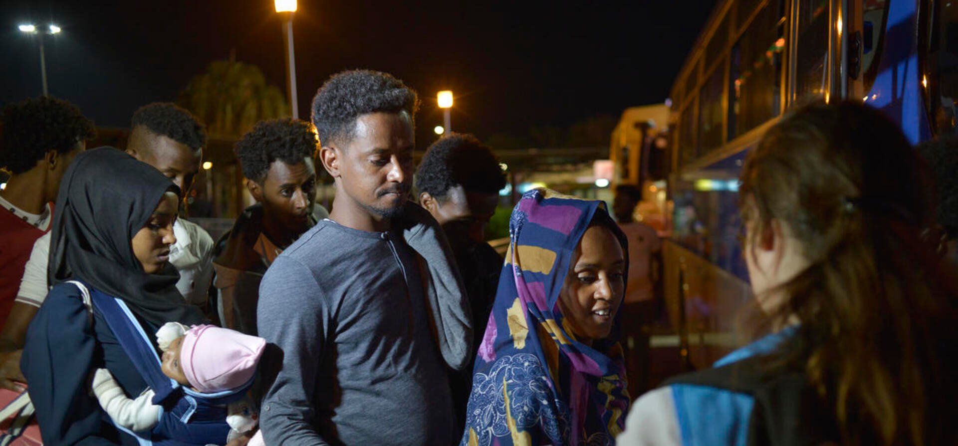 Rwanda. Refugees arrive in Rwanda after being released from detention centers in Libya