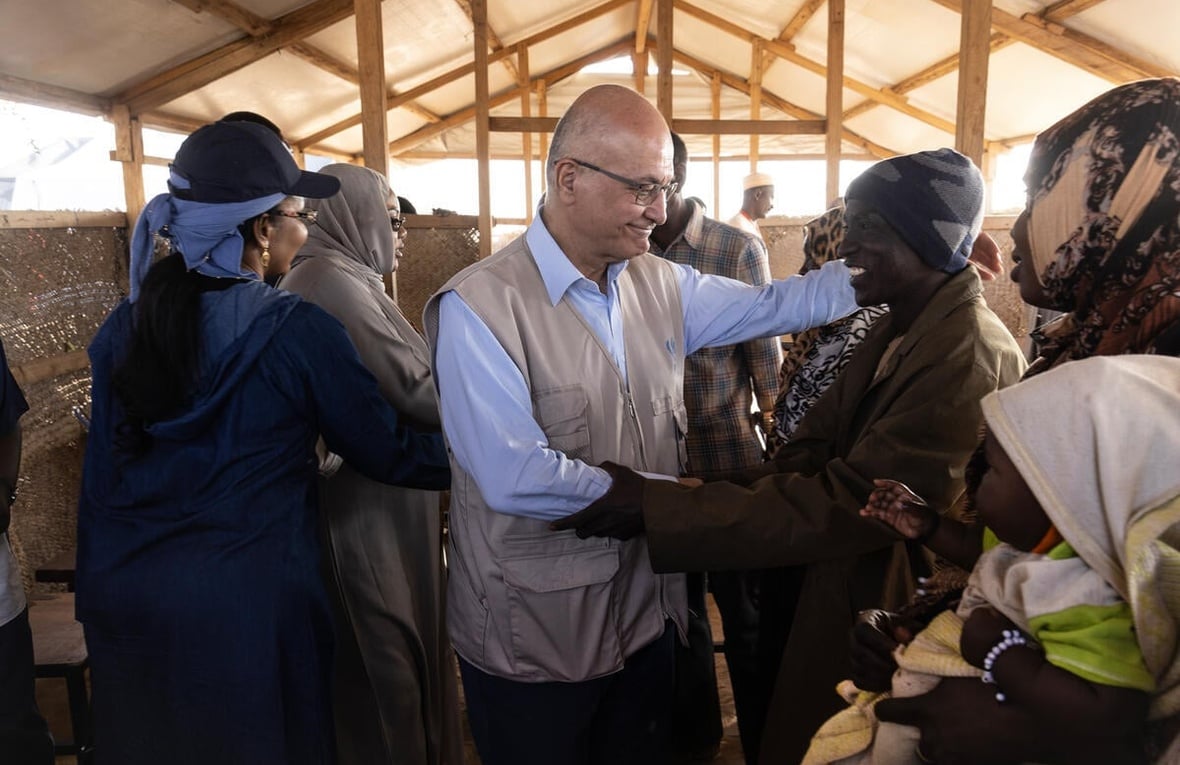 UN High Commissioner for Refugees Barham Salih meets Sudanese refugees