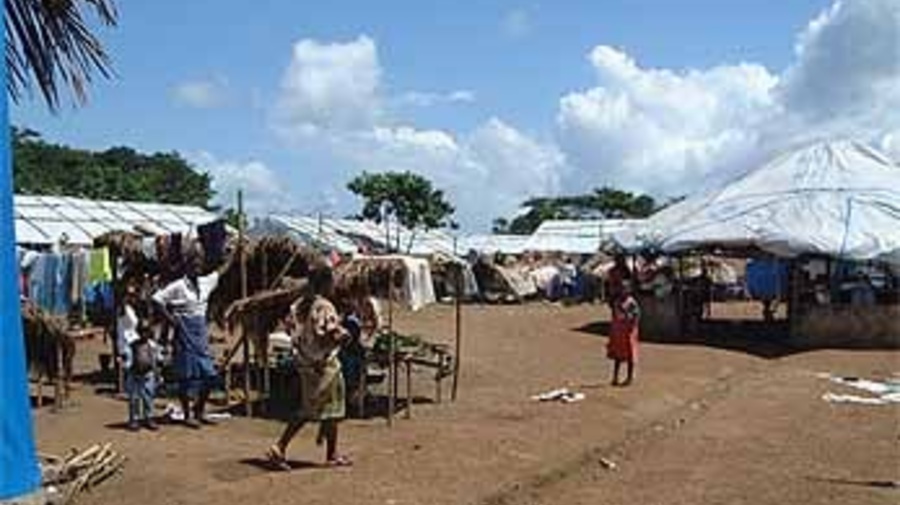 Sierra Leonean returnees from Guinea and Liberia at a resettlement camp in southern Sierra Leone.
