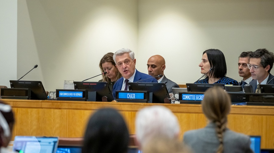 High Commissioner Grandi presents his statement to the Third Committee of the United Nations General Assembly.