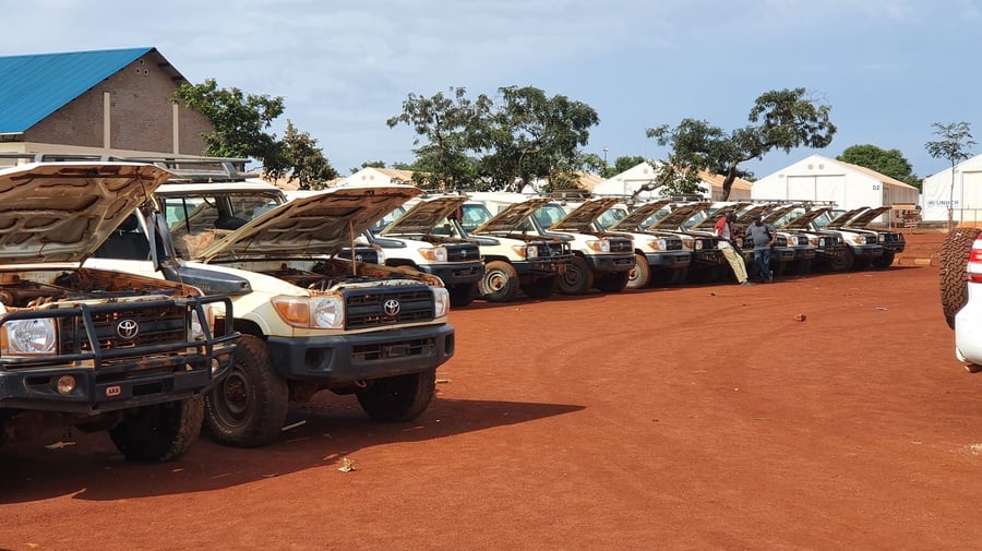 Dozens of cars grouped together, their bonnets open