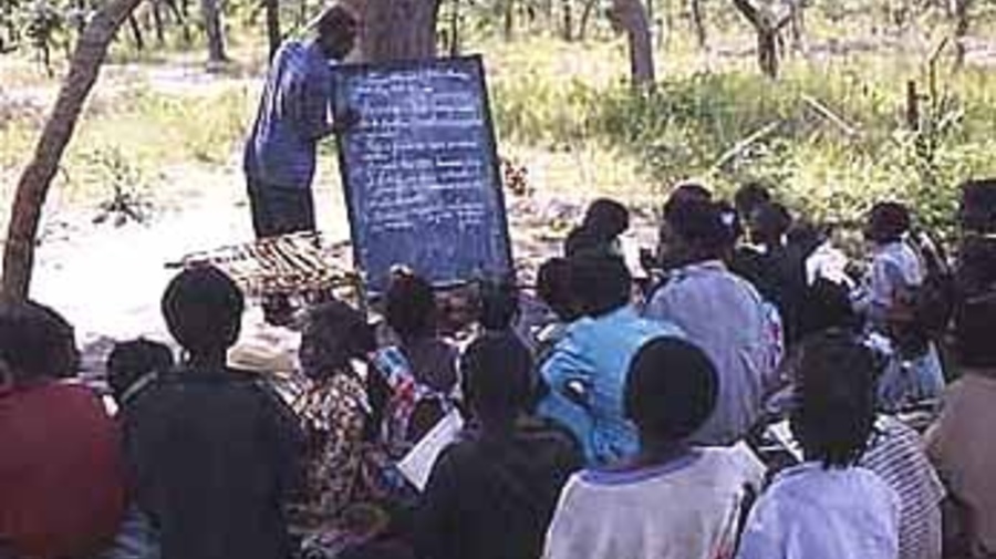 Refugee school at the Nangweshi Camp in western Zambia.