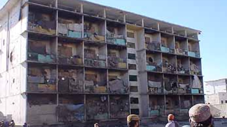 A building at the Soviet compound in Kabul, where thousands of people from the Shomali Plain have been squatting.