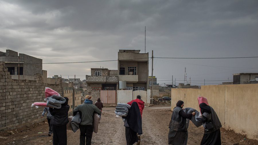 Iraq. People who have remained in parts of liberated Mosul