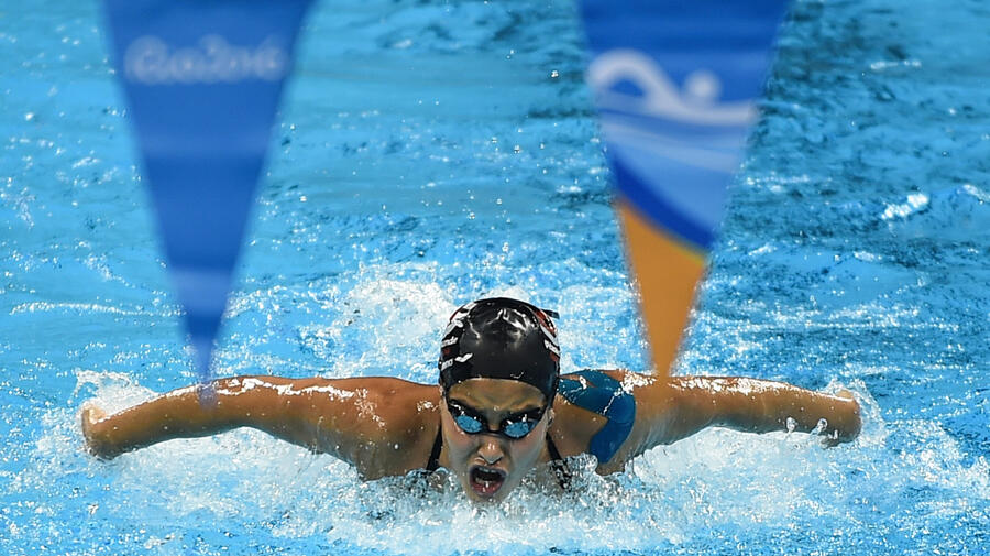 Brazil. Syrian refugee swimmer, Yusra Mardini, trains hard at the Olympic pool