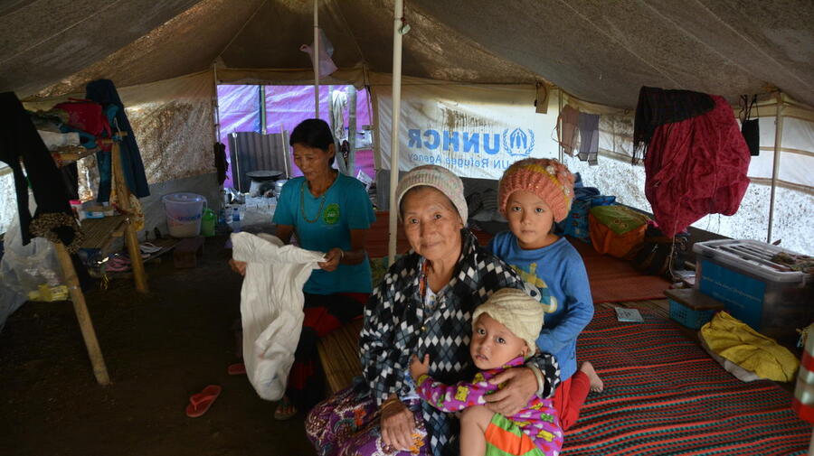 Myanmar. Displaced ethnic Rawang in UNHCR tent