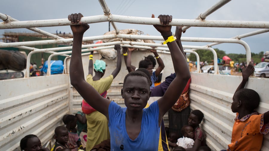 Uganda. Refugees from South Sudan arrive in northern Uganda