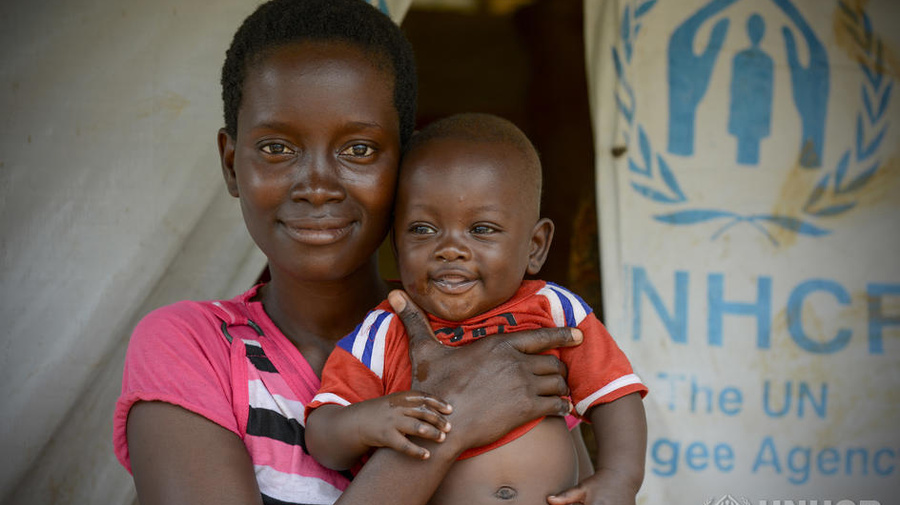 Tanzania. Burundi refugee family living in UNHCR shelter.