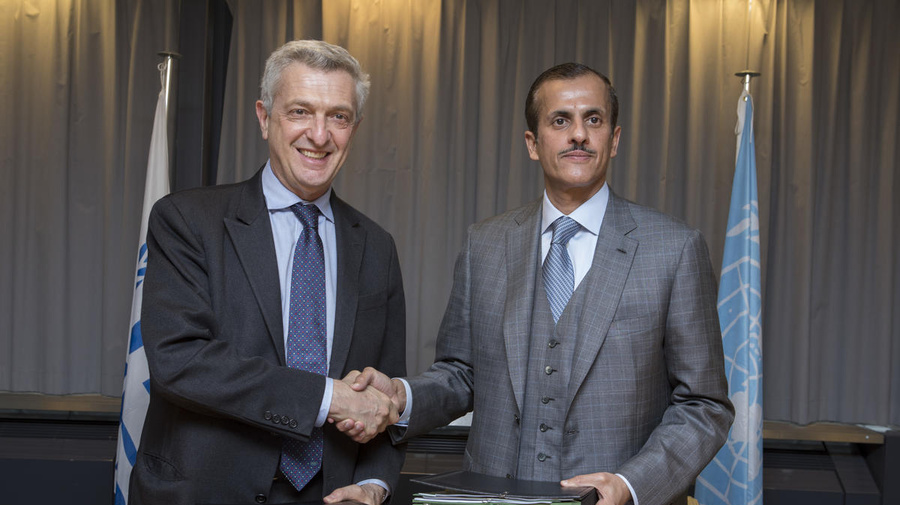Switzerland. UNHCR recives landmark $35 million donation from Qatari businessperson Sheikh Thani Bin Abdullah Bin Thani Al-Thani