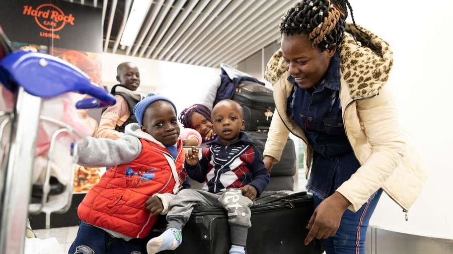 Portugal. Resettled refugees arrive in Lisbon