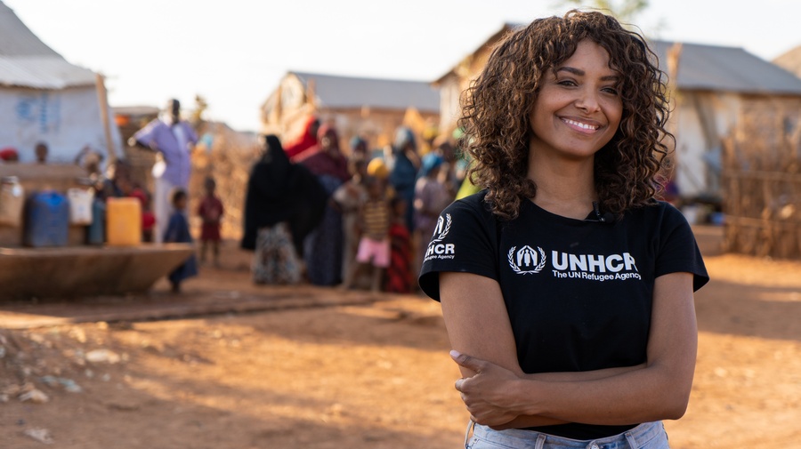 UNHCR High-Profile Supporter Kat Graham visits refugees in Melkadida camp, Ethiopia 